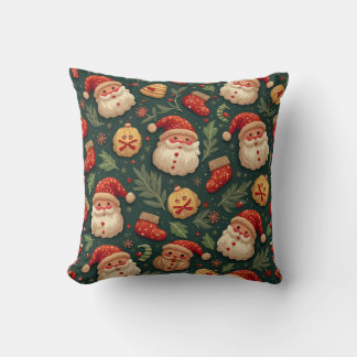 Christmas Green Santa Cookie Pillow Cushion