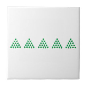 Christmas Green Snow snowflakes Stars Tree, White Tile