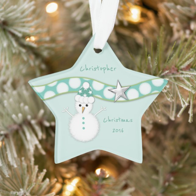 Christmas green snowman Grandson believe Ornament (Tree)