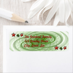 Christmas Green Spirals Red Stars Template