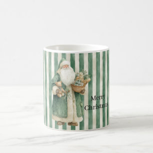 Christmas Green Stripes Teddy Bear Gifts Santa Coffee Mug