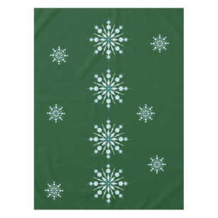 Christmas Green Tablecloth with Snowflake Pattern