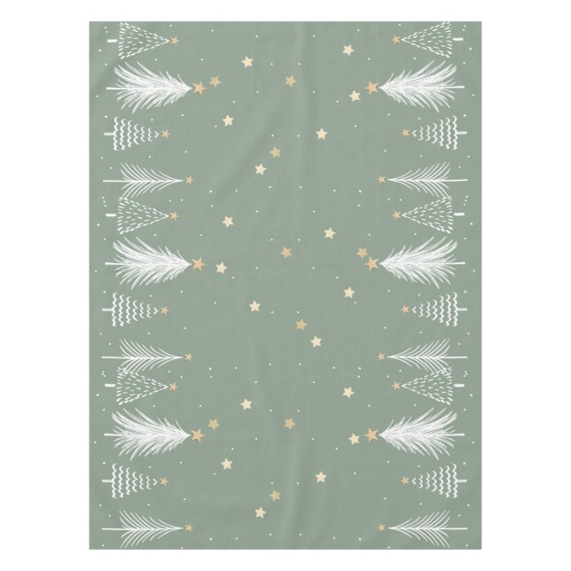 Christmas Green Tablecloth with White Trees (Front)