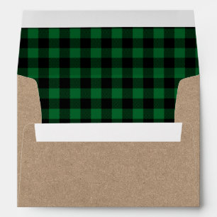 Christmas Green Tartan Kraft Envelope