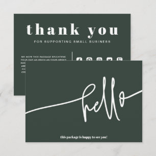 Christmas Green Thank You Order Small Business Enclosure Card