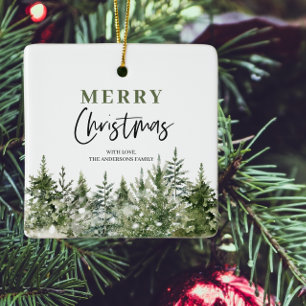 Christmas Green Tree   Merry Christmas Ceramic Ornament