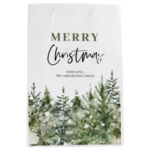 Christmas Green Tree   Merry Christmas Medium Gift Bag
