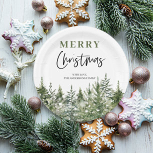 Christmas Green Tree   Merry Christmas Paper Plate