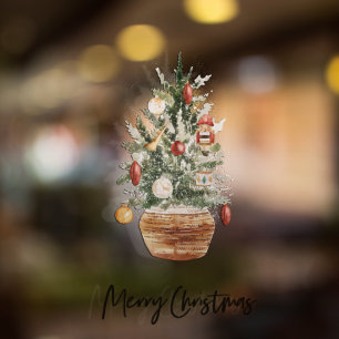 Christmas Green  Tree   Merry Christmas Window Cling