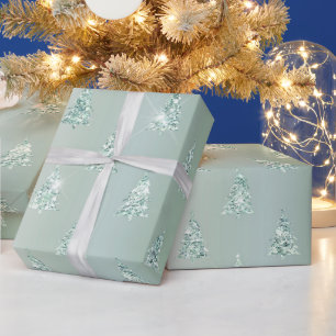 Christmas Green Trees Sparkle  Wrapping Paper