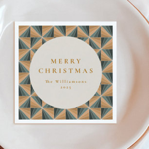Christmas Green Vintage Art Deco Custom Holiday Napkin