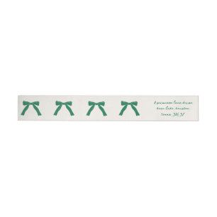 christmas green vintage bows on cream holiday wrap around label