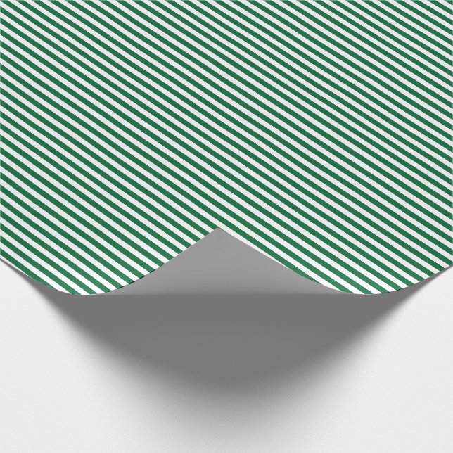 Christmas Green White Simple Stripes Wrapping Paper (Corner)