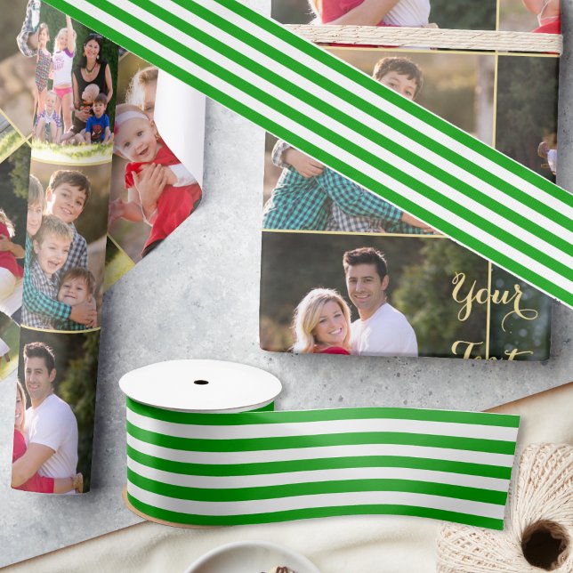 Christmas Green White Stripes Classy Gift Wrap Satin Ribbon (Christmas Green White Stripes Classy Gift Wrap Satin Ribbon)