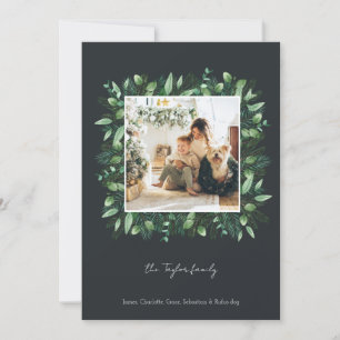 Christmas Green Winter Foliage Photo Frame Holiday Card