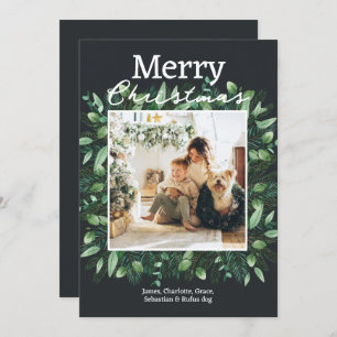 Christmas Green Winter Foliage Photo Frame Holiday Card