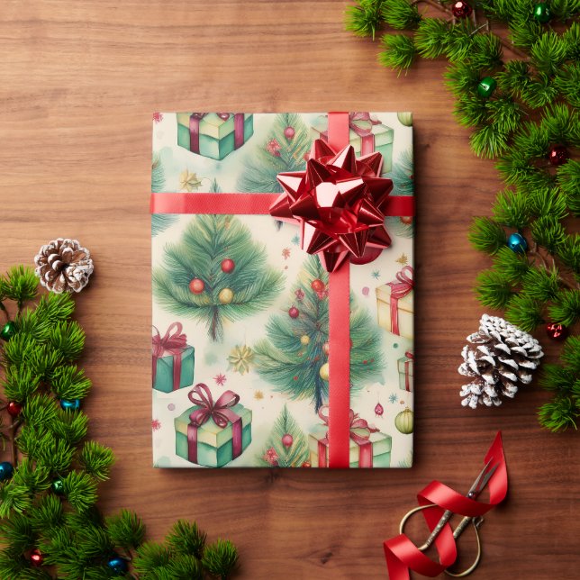 Christmas Green Winter Tree Wrapping Paper (Holiday Gift)