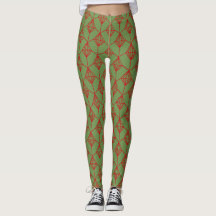 Christmas Green with Red Design Laddies Leggings