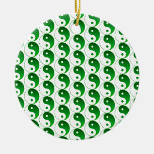 Christmas Green Yin & Yang Pattern Ceramic Tree Decoration