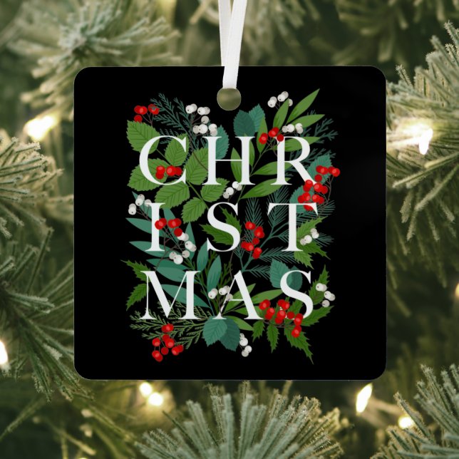 CHRISTMAS Greenery Berries Holiday Black Metal Tree Decoration (Insitu)