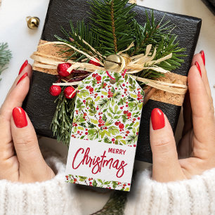 Christmas Greenery Berries Holiday Favour Gift Tags