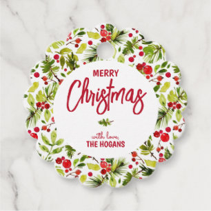 Christmas Greenery Berries Holiday Favour Tags