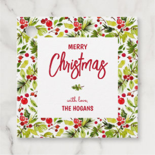 Christmas Greenery Berries Holiday Favour Tags