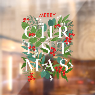 CHRISTMAS Greenery Berries Holiday Window Cling