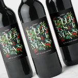 CHRISTMAS Greenery Berries Holiday Wine Label<br><div class="desc">The word CHRISTMAS among winter leaves and berries are featured on these holiday wine bottle labels along with your personalisation in chic lettering. MATCHING items in our store.</div>