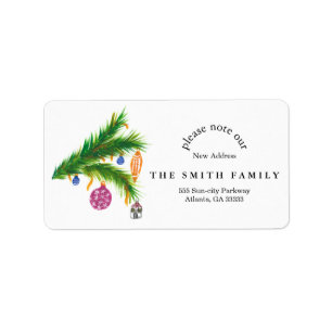 Christmas Greenery & Berry New Address  Label
