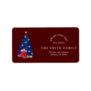 Christmas Greenery & Berry New Address  Label