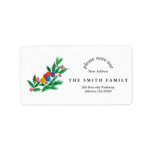 Christmas Greenery & Berry New Address  Label