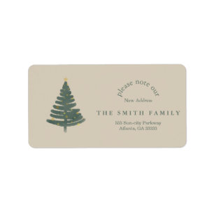 Christmas Greenery & Berry New Address  Label