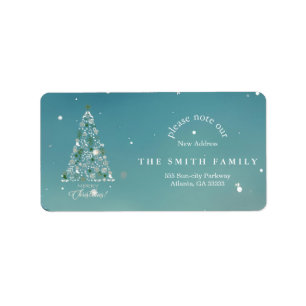 Christmas Greenery & Berry New Address  Label