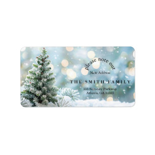Christmas Greenery & Berry New Address  Label
