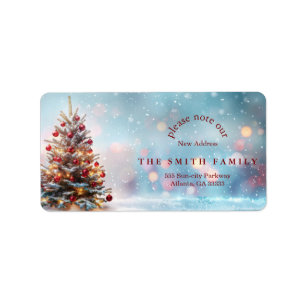 Christmas Greenery & Berry New Address  Label