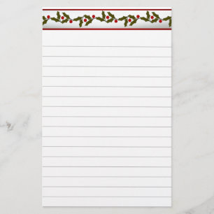 Christmas Greenery Border With Lines Stationery