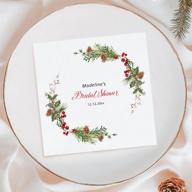 Christmas Greenery Bridal Shower  Napkin (Creator Uploaded)