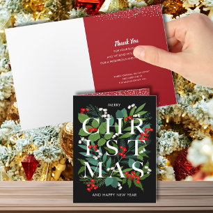 CHRISTMAS Greenery Business Thank You Folded Holiday Card