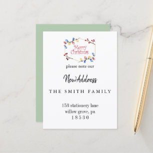 Christmas Greenery Change of Address Insert Card