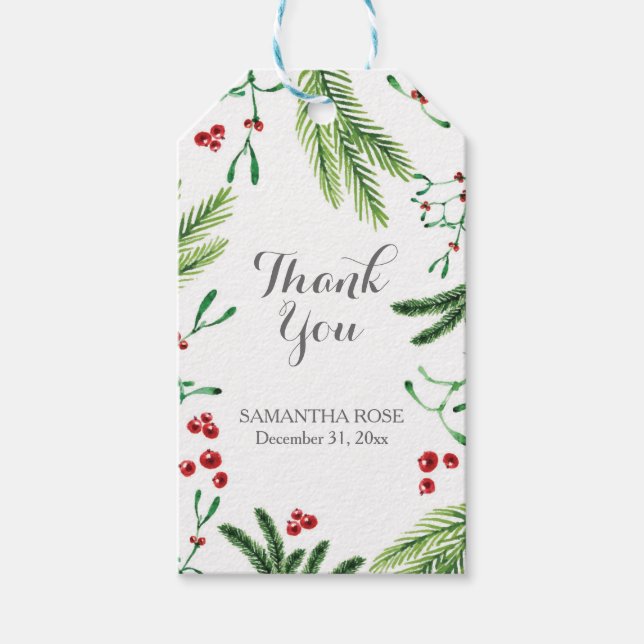 Christmas Greenery Favour Tag (Front)
