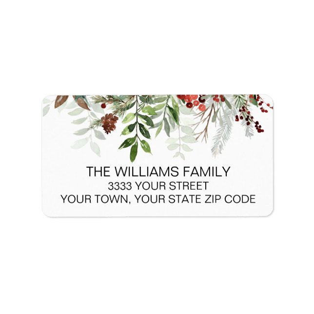 Christmas Greenery Floral Return Address Label (Front)