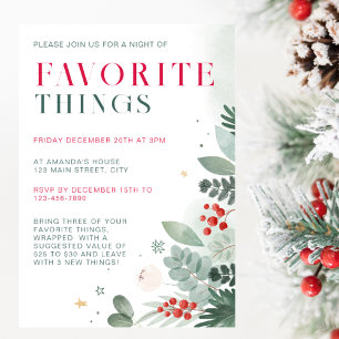 Christmas Greenery Foliage Favourite Things Party Invitation