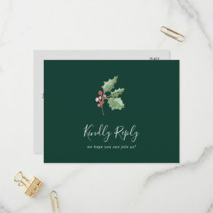 Christmas Greenery Green Menu Choice RSVP Postcard