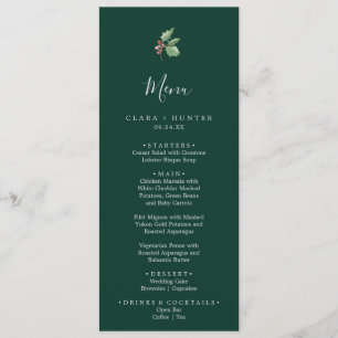 Christmas Greenery Green Wedding Dinner Menu