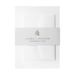Christmas Greenery Grey Invitation Belly Band
