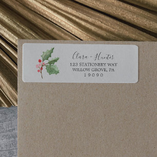 Christmas Greenery Grey Return Address Label