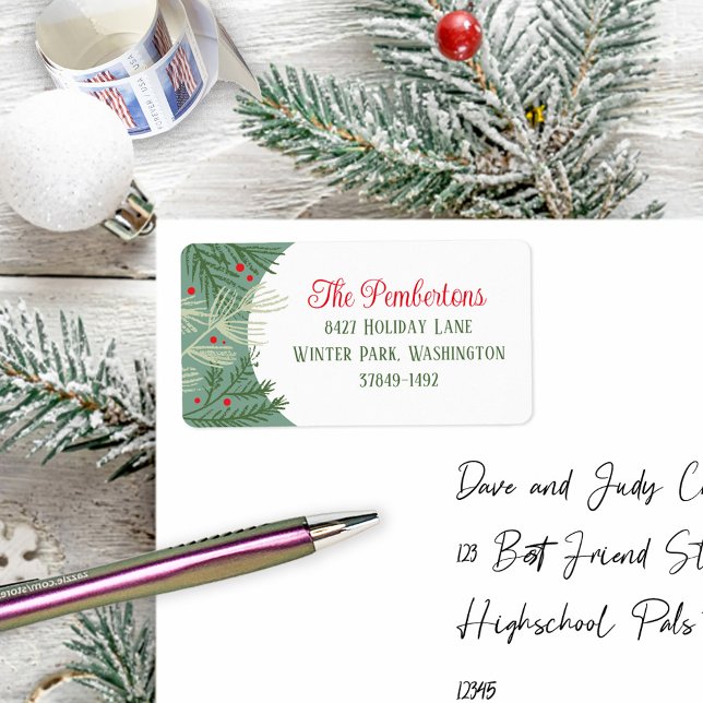 Christmas Greenery  Holiday Address Label (Creator Uploaded)
