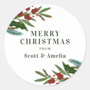 Christmas Greenery Holiday Gift Classic Round Sticker