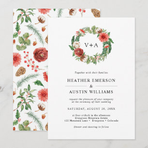 Christmas Greenery Holiday Wedding Invitation